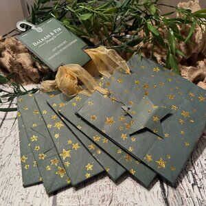 NWT Set of 6 Balsam and Fir Holiday Bags Green with Gold Stars